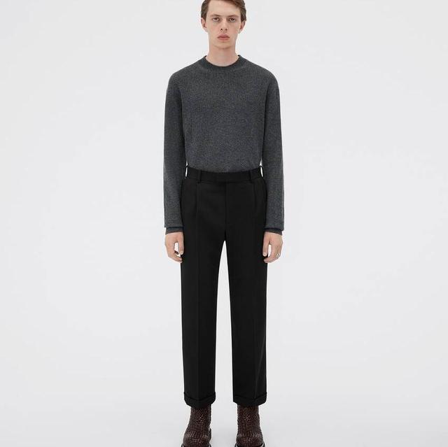 Cropped Leg Grain De Poudre Trousers