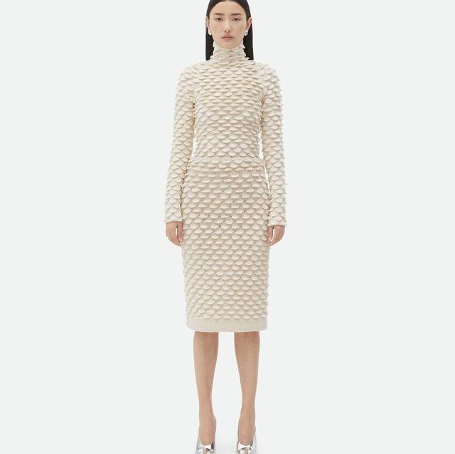 Fish Scale Wool Midi Skirt
