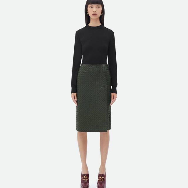 Intrecciato Leather Skirt