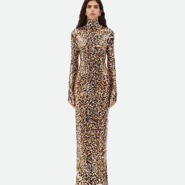 Printed Sequins Cotton Dress