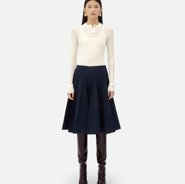 Sartorial Wool Plissé Maxi Skirt