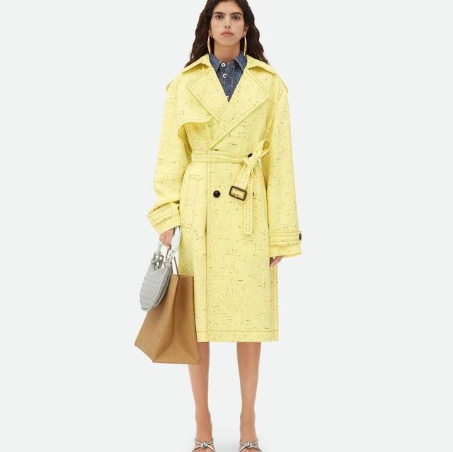 Textured Criss-Cross Viscose Silk Trench