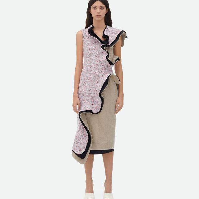 Textured Terrazzo Cotton Ruffle Dress