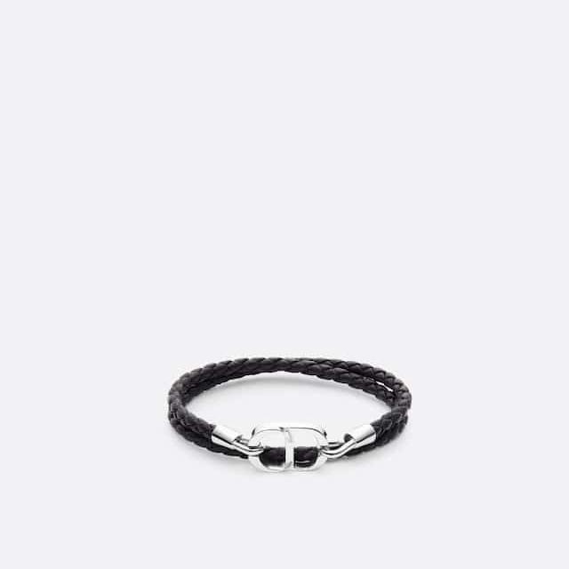 Cd Icon Braided Leather Bracelet