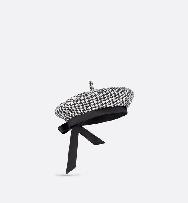 Dior Arty Houndstooth Beret With Bow