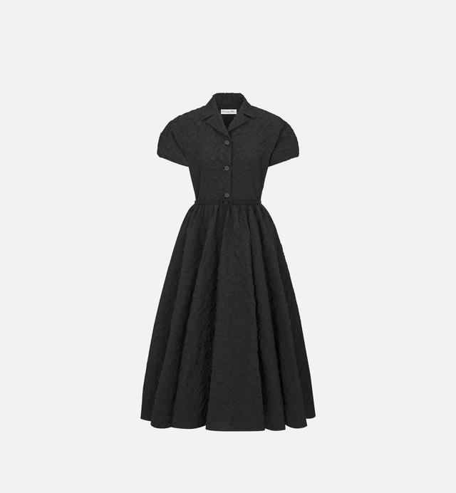 Flared Mid-Length Dress With Puff Sleeves