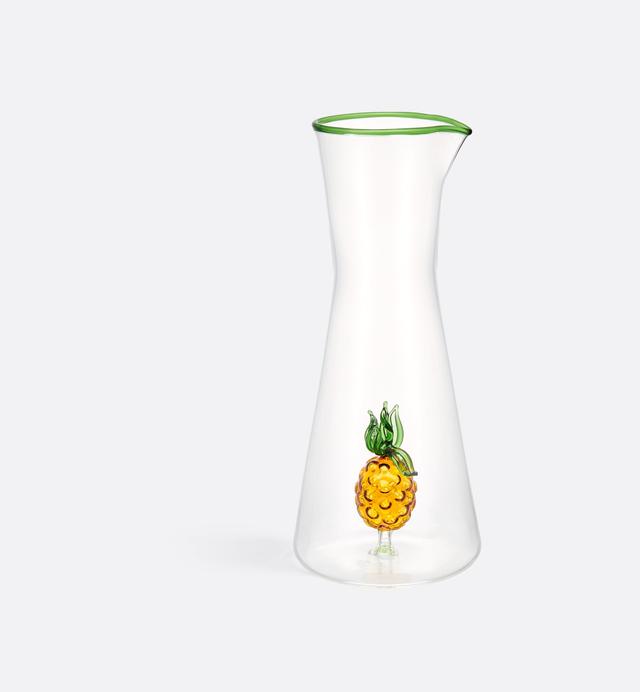 Ochre and Green Pineapple Glass Carafe