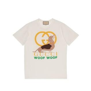 'Gucci Woof Woof' Print Cotton T-Shirt