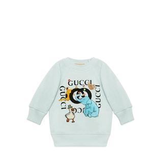 Baby Cotton Sweatshirt With Animal Print