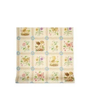Butterfly Flower Check Print Wallpaper