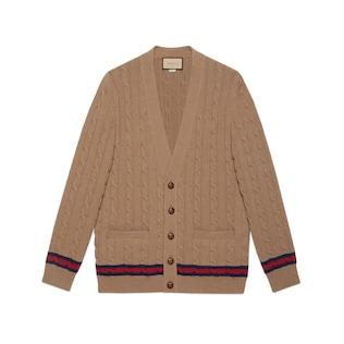 Cable Knit Cardigan With Web