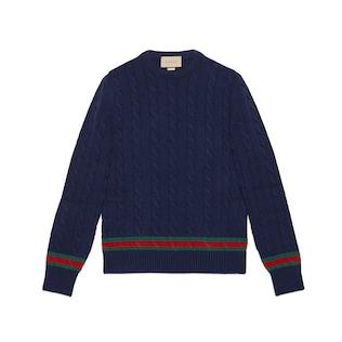 Cable Knit Sweater With Web