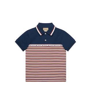 Children's Gucci Star Striped Cotton Polo Top