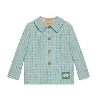 Children's Check Damier Wool Coat