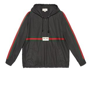 Coated Cotton Windbreaker With Gucci Label