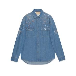Constellation Embroidered Denim Shirt