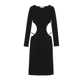 Cotton and Silk Midi Dress With Crystal G Square