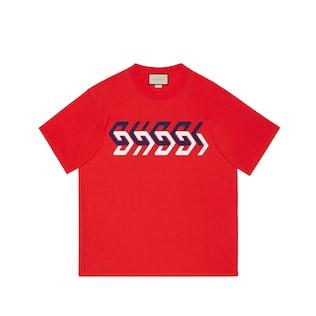 Cotton Jersey T-Shirt With Gucci Mirror Print