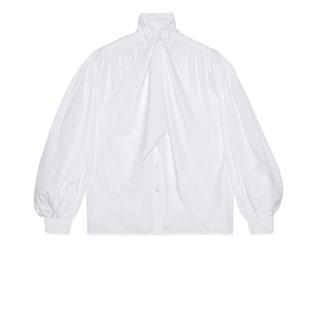Cotton Poplin Shirt With Tie Front