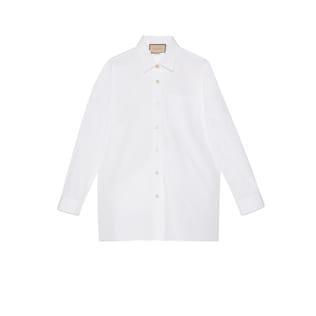 Cotton Shirt With Gucci Embroidery
