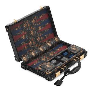 Decorative Backgammon Set With Crocodile Case