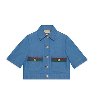 Denim Shirt With Web Detail