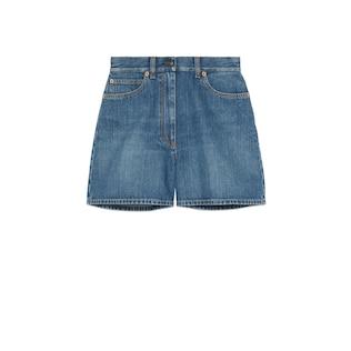 Denim Shorts With Horsebit Details
