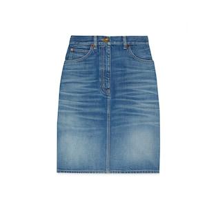 Denim Skirt With Gucci Label