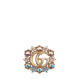 Double G crystal flower brooch