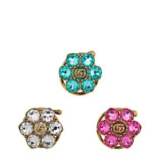 Double G crystal flower hair clips