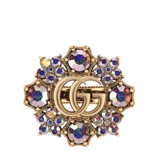 Double G crystal flower ring