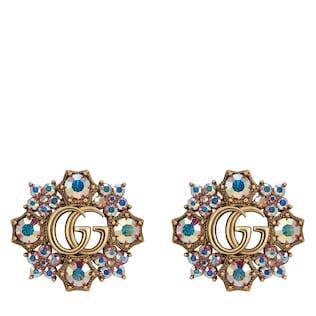 Double G crystal flowers earrings