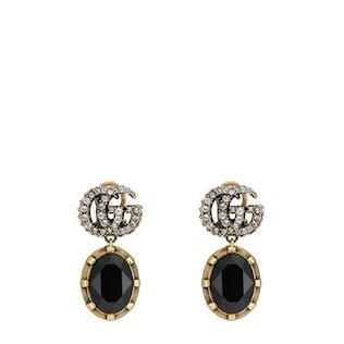 Double G earrings with black crystals
