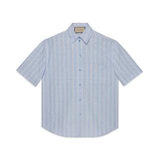 Double G Flower Striped Cotton Shirt
