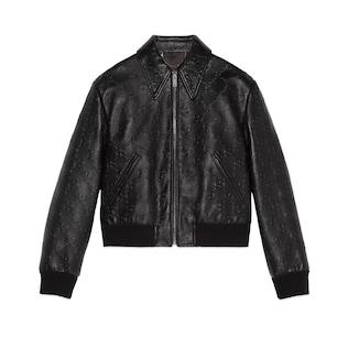 Embossed Gg Leather Bomber