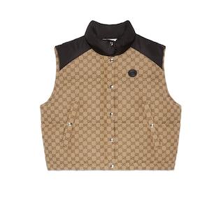 Gg Cotton Canvas Puffer Vest