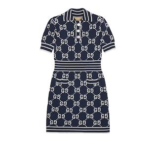 Gg Cotton Jacquard Polo Dress