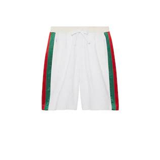 Gg Cotton Terry Cloth Shorts With Web Detail