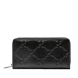 GG embossed zip around wallet