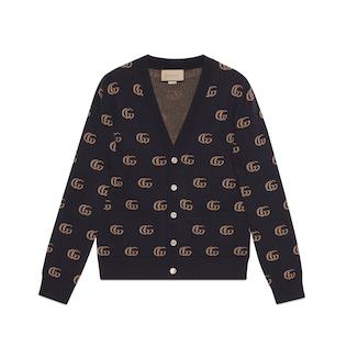 Gg Knit Cashmere Jacquard Cardigan
