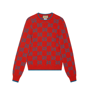 Gg Knit Cotton Jacquard Sweater