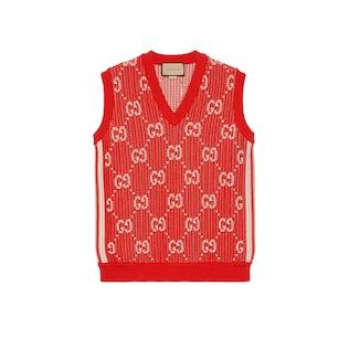 Gg Knit Cotton Jacquard Vest