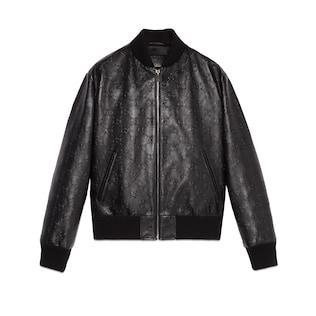 Gg Leather Bomber Jacket