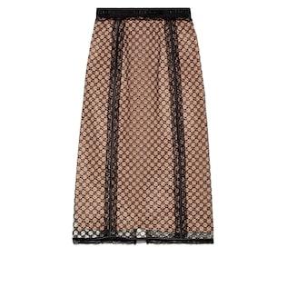 Gg Net Skirt With Lace Trims