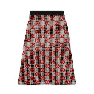 Gg Wool Houndstooth Skirt