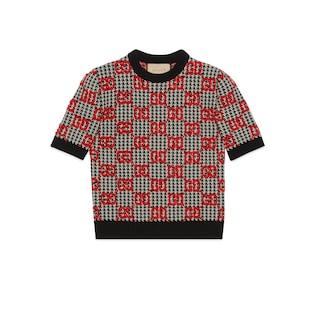 Gg Wool Houndstooth Top