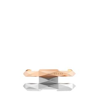 Gucci Link to Love Geometric Studded Double Ring