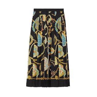 Gucci Jewel and Chain Print Silk Skirt