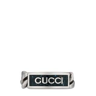 Gucci logo ring with enamel
