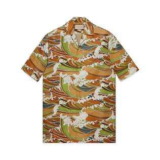 Gucci Waves Print Fabric Bowling Shirt